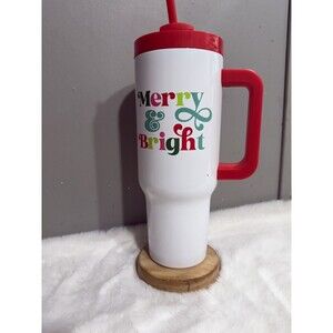 Holiday merry & bright christmas coffee Te Water tumbler in multicolored